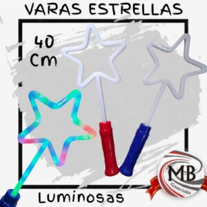 Varita luminosa de estrella 40 cm con luz led brillante cotillon infantil eventos fiestas cumpleaños venta mayorista MB Comercializa.