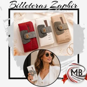 Billetera femenina zaphir con tarjetero y broche textura escarchada cuero eco marroquineria accesorios de moda venta mayorista MB Comercializa.