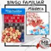 Juego bingo familiar con fichas bolillas de madera grandes impresas en rojo y cartones numerados juego de mesa clasico venta mayorista MB Comercializa.