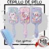 Cepillo para pelo plano desenredante infantil con glitter lentejuelas moviles liquida estampa gatito gato accesorios de cabello venta mayorista MB Comercializa.