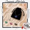 Conjunto libelula cadena y dije de libelula con strass de colores en acero quirurgico con bolsa de pano regalo bijouterie fina accesorios femeninos venta mayorista MB Comercializa.
