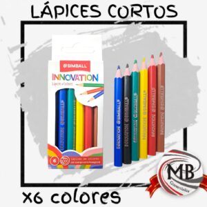 Caja de lapices de colores cortos simball innovation x 6 unidades mina suave escolar jardin venta mayorista MB Comercializa.