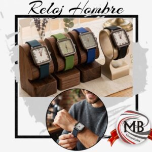 Reloj de pulsera hombre caja cuadrada vintage esfera clara números grandes malla de silicona de colores accesorios masculinos venta mayorista MB Comercializa.