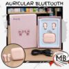Auriculares inalambricos bluetooth pro 5s color rosa con estuche de carga cable usb manos libres con microfono tecnologia sonido estereo regalería electronica herramientas accesorios para celulares venta mayorista MB Comercializa.