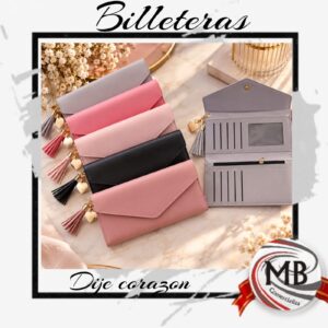 BILLETERA CON TARJETERO DIJE CORAZON