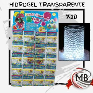 Hidrogel transparente orbes de agua en bolsitas blister pack x 20 unidades esferas de gel para floreros plantas decoracion y juegos sensoriales venta mayorista MB Comercializa.