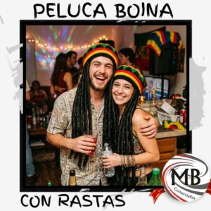 Peluca boina con rastas gorro rasta reggae con trenzas de cotillon gorras pilusos sombreros disfraces eventos fiestas tematicas regalería venta mayorista MB Comercializa.