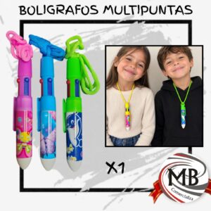 BOLIGRAFOS-LAPICERAS MULTIPUNTAS 4 COLORES CON CORDÓN