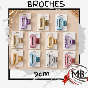 Broche para cabello 9 cm garra pinza grande modelo galilea acabado satinado perlado rectangulares y semicirculares colores pastel lila dorado celeste rosa accesorios dama venta mayorista MB Comercializa.