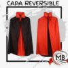 Capa reversible disfraz halloween negro y rojo con cuello erguido accesorio vampiro brujo caracterizacion cotillon eventos venta mayorista MB Comercializa.