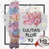 Colitas de pelo elastizadas pack por 2 unidades flor de tela satinada estampada flores perla central incrustada gomitas para cabello tonos rosa azul celeste beige lila accesorios dama ninas venta mayorista MB Comercializa.