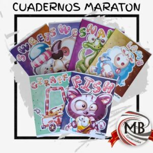 Cuadernos tapa flexible marca maratón motivos infantiles ilustrados animales sweet giraffe fish lamb snake utiles escolares libreria venta mayorista MB Comercializa.
