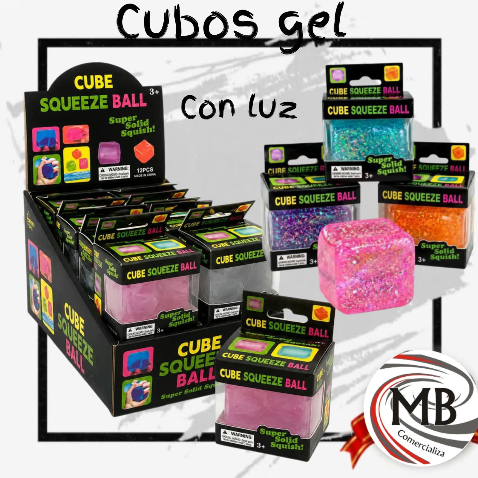 SQUISHY CUBO TEX GEL CON LUZ