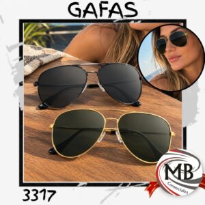 Gafas anteojos de sol aviador clasicos gota de agua armazon metalico dorado y negro doble puente lentes oscuros negro humo uv400 proteccion solar unisex accesorios de moda gafas lentes regalo venta mayorista MB Comercializa.