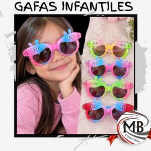 Gafas infantiles de sol anteojos plasticos para niñas niños con orejitas en relieve colores surtidos fucsia rosa celeste accesorios verano cotillon eventos venta mayorista MB Comercializa.