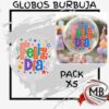 Globos burbuja transparentes pvc cristal feliz dia letras multicolor festivo estrellas pack x 5 unidades decoracion regalería eventos cotillon venta mayorista MB Comercializa.