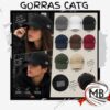 Gorras lisas de gabardina con visera curva etiqueta parche lateral CATG estilo minimalista broche regulable colores negro gris blanco azul marron bordo verde beige venta mayorista MB Comercializa.