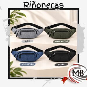 Rinoneras deportivas urbanas de tela reforzada correa regulable cierres reforzados colores gris verde militar azul oscuro negro marroquineria complementos accesorios de moda venta mayorista MB Comercializa.