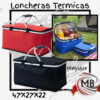 Lonchera termica bolso canasto plegable para picnic playa camping medidas 47x27x22 cm revestimiento de aluminio aislante manijas dobles de aluminio plegable colores rojo negro azul venta mayorista MB Comercializa.
