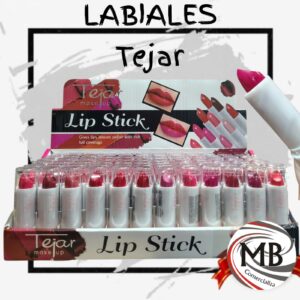 Labiales en barra cremosos tejar tonos surtidos fucsia rojo rosa exhibidor caja de maquillaje cosmética belleza regaleria venta mayorista MB Comercializa.