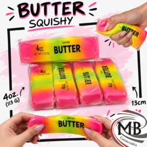Juguete sensorial squishy masa butter slime textura mantequilla barra suave moldeable antiestres multicolor degradado rosa amarillo verde 113 gramos 13 cm regaleria jugueteria cotillon venta mayorista MB Comercializa.