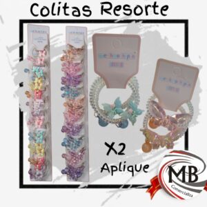 COLITAS RESORTE BRILLO APLIQUES X 2 MB159