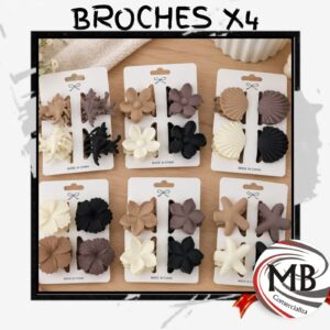 PACK BROCHES X 4 COLORES MATTE MB134