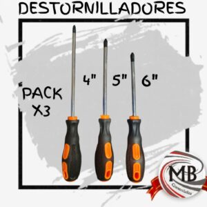 PACK X 3 DESTORNILLADORES PHILIPS 4¨ 5¨ y 6¨