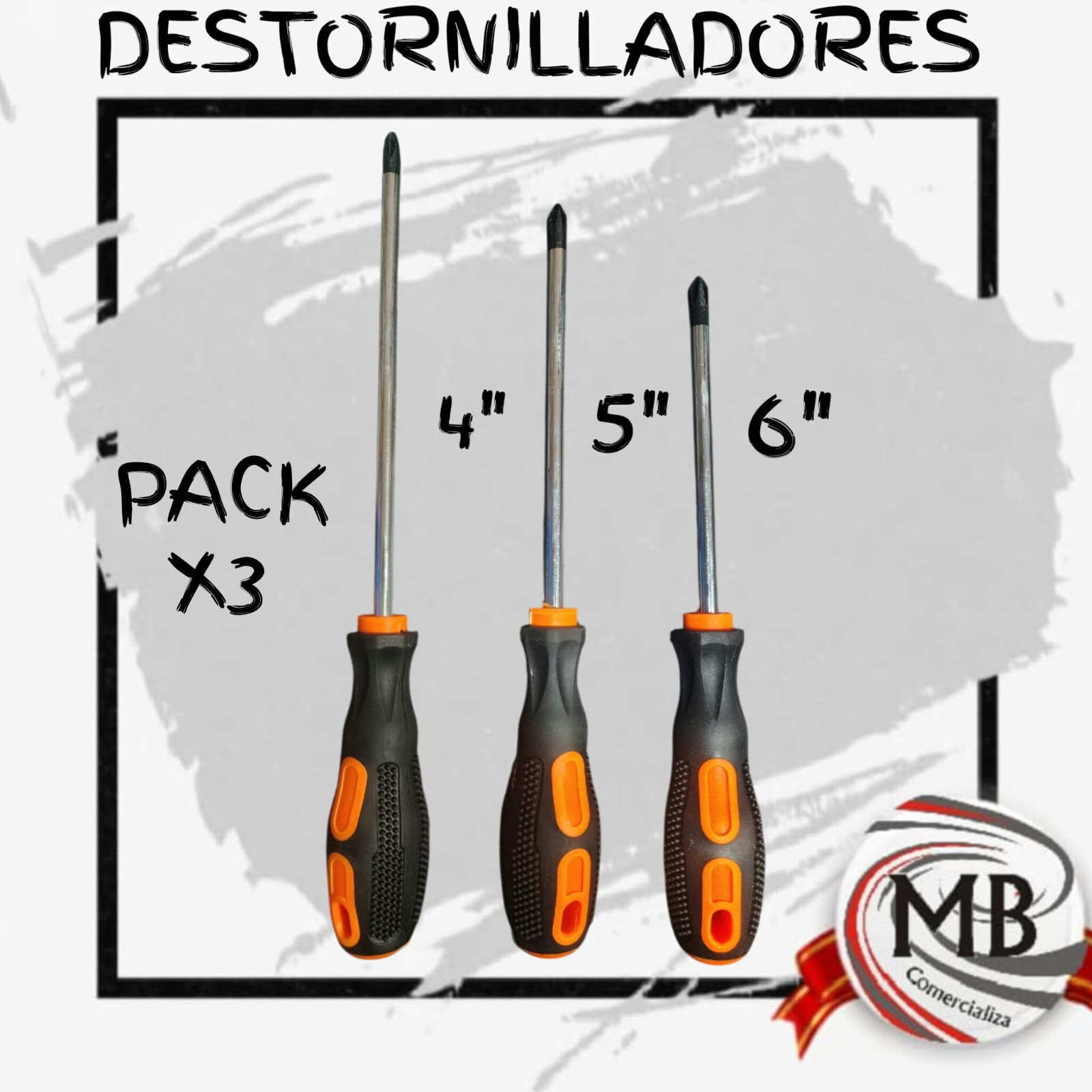 PACK X 3 DESTORNILLADORES PHILIPS 4¨ 5¨ y 6¨