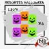 Resortes magicos de plastico tematica halloween 3.5cm pack x 6 unidades cara calabaza naranja violeta verde juguetes cotillon fiestas souvenirs venta mayorista MB Comercializa.