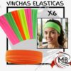 Vinchas elasticas de tela colores fluo neon pack x 6 unidades vincha deportiva de toalla accesorio carioca peinado cotillon fiestas eventos venta mayorista MB Comercializa.