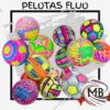 Pelotas de goma fluo alto pique variados estampados futbol basquet estrellas motas colores brillantes fluorescente juguetes regaleria venta mayorista MB Comercializa.