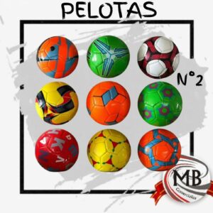 Pelotas de futbol infantiles tamano numero 2 diseños coloridos surtidos cuero sintético cosidas para ninos y entrenamiento jugueteria deportes venta mayorista MB Comercializa.