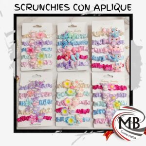 SCRUNCHIES APLIQUE PERSONAJES X5 MB165