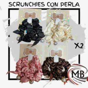SCRUNCHIES X 2 CON PERLA - BRILLO MB158
