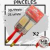 Set de 2 pinceles para pintura medidas 38 1mm y 25 4mm mango rojo cerda sintetica herramientas ferreteria pintura hogar bazar decoracion venta mayorista MB Comercializa.