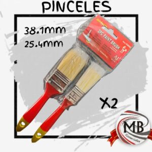 Set de 2 pinceles para pintura medidas 38 1mm y 25 4mm mango rojo cerda sintetica herramientas ferreteria pintura hogar bazar decoracion venta mayorista MB Comercializa.