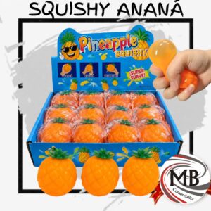 Squishy anana juguete antiestres apretable textura suave piña brillante caja exhibidora juego sensorial infantil regalo novedad venta mayorista MB Comercializa.