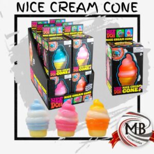 Squishy cono de helado nice cream cone juguete antiestres sensorial de goma suave y elastica colores pastel caja exhibidora jugueteria venta mayorista MB Comercializa.