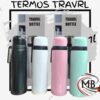 Termo de acero inoxidable 1 litro con manija pico cebador mate agua caliente colores pastel negro blanco rosa verde agua bazar camping regaleria venta mayorista MB Comercializa.