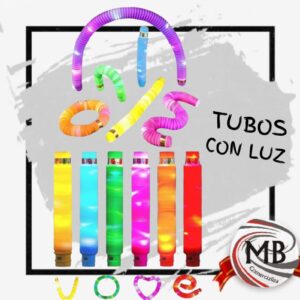 Tubos pop it extensibles con luz led tubos flexibles moldeables luminosos colores surtidos juego sensorial juguete antiestres cotillon luminoso fiesta evento venta mayorista MB Comercializa.
