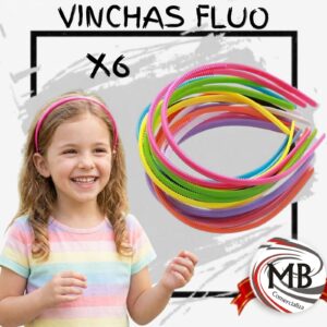 Vinchas plasticas rigidas colores fluo neon pack x 6 unidades accesorio de peinado cotillon carioca fiestas cumpleaños eventos venta mayorista MB Comercializa.