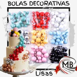 Bolas decorativas para tortas lisas esferas topper pastel colores surtidos reposteria cotillon adornos tartas eventos bodas quinceanios venta mayorista MB Comercializa.