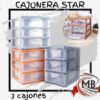 Cajonera organizadora star de plastico de 3 cajones compartimentos translúcidos organizador de escritorio cosmeticos libreria bazar hogar decoracion venta mayorista MB Comercializa.