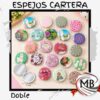 Espejos de cartera dobles redondos 7 cm estampados disenios surtidos llamas flores animales espejo de bolsillo compacto cosmetica belleza regaleria venta mayorista MB Comercializa.