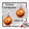 Globos metalizados calabaza con fantasma halloween pack x 5 unidades forma compuesta calabaza naranja y fantasma blanco decoracion ambientacion fiestas cotillon venta mayorista MB Comercializa.