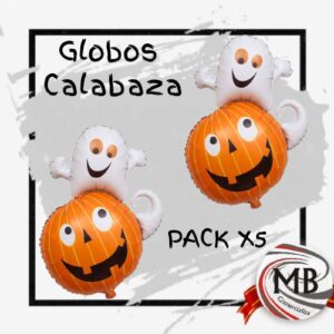 PACK X5 GLOBOS CALABAZA CON FANTASMA