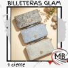 Billetera para dama glam textura craquelada metalizada con correa de mano y aplique dorado 1 cierre perimetral ecocuero marroquineria accesorios de moda regalo fiesta noche venta mayorista MB Comercializa.