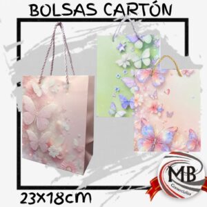 BOLSAS CARTÓN 23X18CM MARIPOSAS