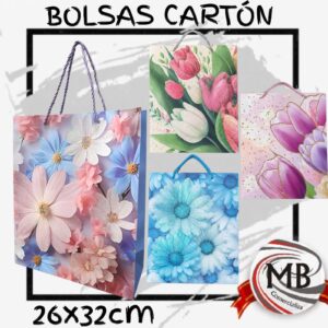 BOLSAS CARTÓN 26X32CM FLORES